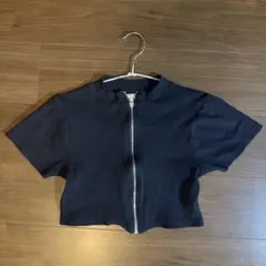 W.W.G フロントジップ 半袖Tシャツ ブラックy2kのサムネイル
