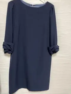 ロペ　ピクニック　 ネイビー フリル袖 ひざ丈ワンピース