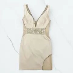 AngelR エンジェルアール Vバスト＆ウエストベルトビジュータイトミニドレス