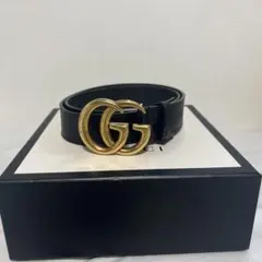 GUCCI GGロゴ ベルト ブラック75ゴールドバックル 本革 美品