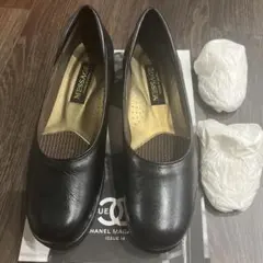 YVES SAINT LAURENT ブラックフラットシューズ 24.5cm