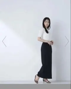 ナチュラルビューティベーシックカルゼストレッチハイウエストナロースカート　M