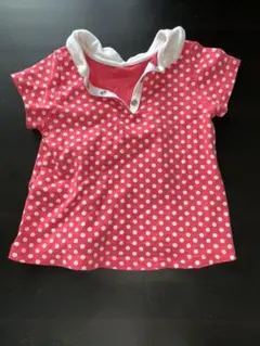 ベビー ポロシャツ 半袖 ドット柄 ピンク ホワイト