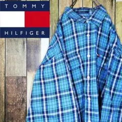 【激レア】トミーヒルフィガー 90s ビッグサイズ 刺繍ロゴ チェクシャツ