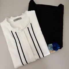 半袖トップス Tシャツ ホワイト＆ブラック Mサイズ2枚まとめ売り