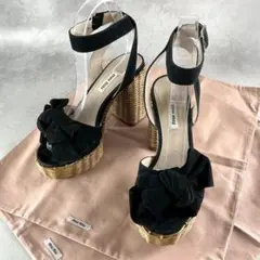 Miu Miu Bow Platform Sandals Black 36のサムネイル