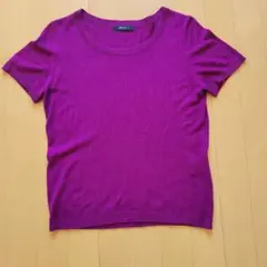 COMME CA ISM 半袖ニット パープル Lサイズのサムネイル