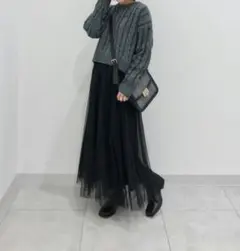 GU チュールロングスカートZ ブラック