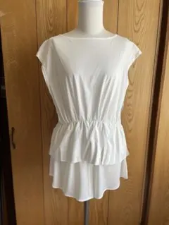 新品未使用タグ付きanySISフレンチ袖ウエストシャーリング異素材使いトップス