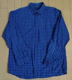 ユニクロ　青と黒のチェック柄 ボタンダウンシャツ XL