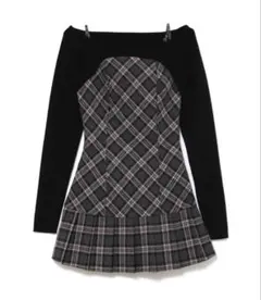 andmary Selena check mini dress gray