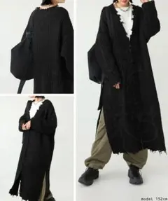 美品★antiqua ロングチャイナカーデ ブラック