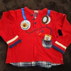 ミキハウス トレーナー 赤　美品　110cm プッチー ヘッドホン