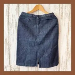 UNIQLO◆タイトスカート(60) デニム　タイト　膝丈　濃紺　前スリット