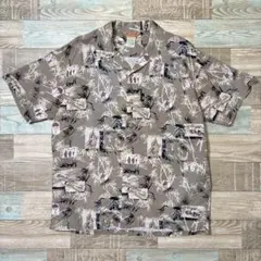 AVIREX ハワイアンシャツ アロハ ミリタリー 総柄 柄シャツ レーヨン Lのサムネイル