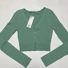 GU クロップドカーディガン　長袖カーディガン S グリーン