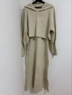 ［mline］ハーフジップニットワンピースセット