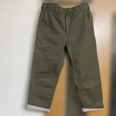 2Ｗa yカーキＳサイズ　ストレッチ素材　裾ボーダー柄のサムネイル