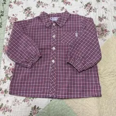 ファミリア90㎝赤系チェック長袖シャツ