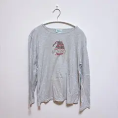 エムアンドイー 刺繍 カットソー ボートネック 長袖 XL グレー サンタ