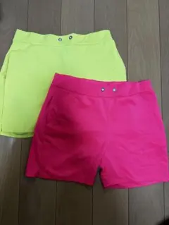 (NEVER)Acquiesce ピンクイエロー ショートパンツXL 2点セット