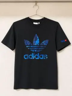 adidas トレフォイル tokyo Tシャツ ブラック　ブルー　マーブル　S