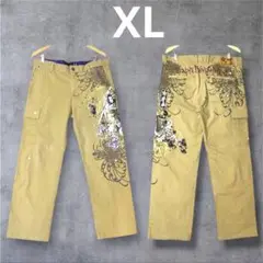 絡繰魂 抜根娘 般若面 凛 カーゴ 和柄 花柄ワークパンツ チノ　XL