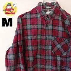 USA古着 DENIM＆FLOWER ネルシャツ　M レッド　グレー　チェック