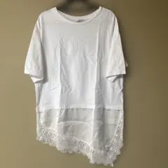 Green Parks レース切り替え 半袖Tシャツ ホワイトのサムネイル