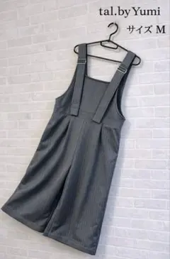 tal.by Yumi.グレー ストライプ サロペット Vネック裏起毛 M