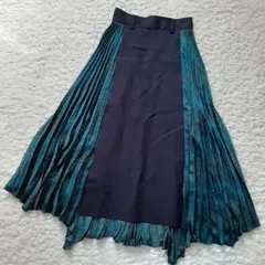 FRAY I.D　異素材プリーツスカート　グリーン 0