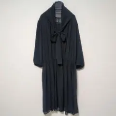 美品 リフレクト ボウタイシフォンワンピース ネイビー 9号 上品