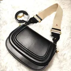 ZARA ショルダーバッグ 黒 新品 2WAY A刺繍