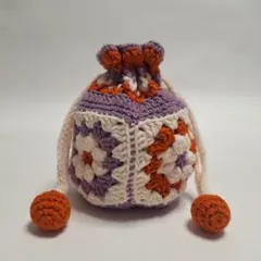 かぎ針編み 巾着袋 グラニースクエア　ハンドメイド