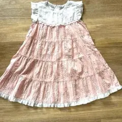 エンジェルラブ 120 白 レース付き フリル付き花柄ノースリーブドレス