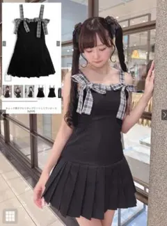 grl　ワンピース　リボン　グレーチェック　ブラック　ｔｇ９２８　オールシーズン
