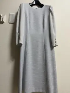 STRAWBERRY-FIELDS ライトブルー ワンピース ツイード7分袖