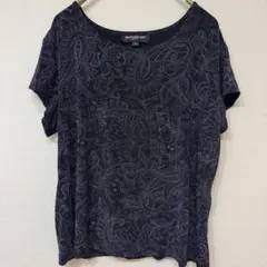 美品 BRIGGS NEW YORK PETITE ペイズリー Tシャツ 黒 L