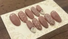 【現品】ネイルチップ/ジェルネイル/オーバル/くまさんネイル