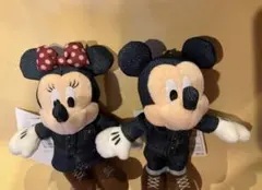 ミッキー　ミニー　ぬいぐるみバッジ　デニム　セット