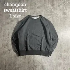古着ChampionチャンピオンワンポイントダークグレースウェットLサイズ