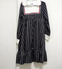 axesfemme kawaii ストライプ柄 襟付き　ひざ丈 長袖ワンピース