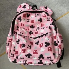 ミッキーマウス柄 ピンクリュック 耳付き