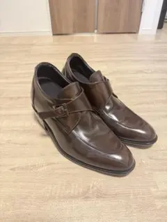 ブラウン レザーダブルモンクストラップシューズ　 10cm UP