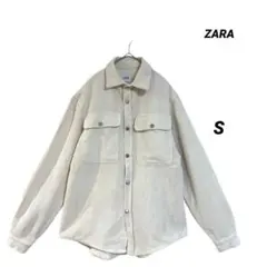 美品 ZARA コーデュロイ シャツ ブラウス S アイボリー スナップボタン
