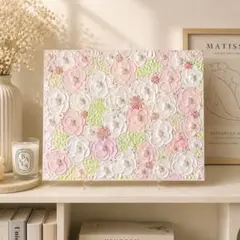 テクスチャーアート 花 インテリアアート 花畑 ブーケ フラワーアート