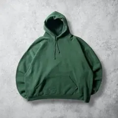 RUSSELLラッセルスウェットパーカー無地ソリッドグリーンXXL古着ビンテージ