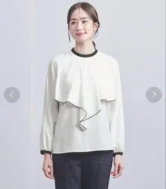 UNITED ARROWS ユナイテッドアローズ ネイビー フリル ポロシャツ