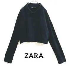 ZARA ポロシャツ ショート丈　クロップド丈 トップス 襟付き 黒 S 小さめ