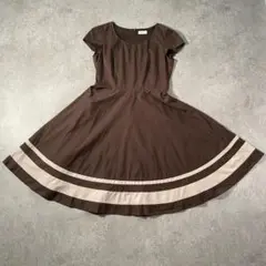 【美品】enquête アンケート バイカラーフレアワンピース 15 (XL)